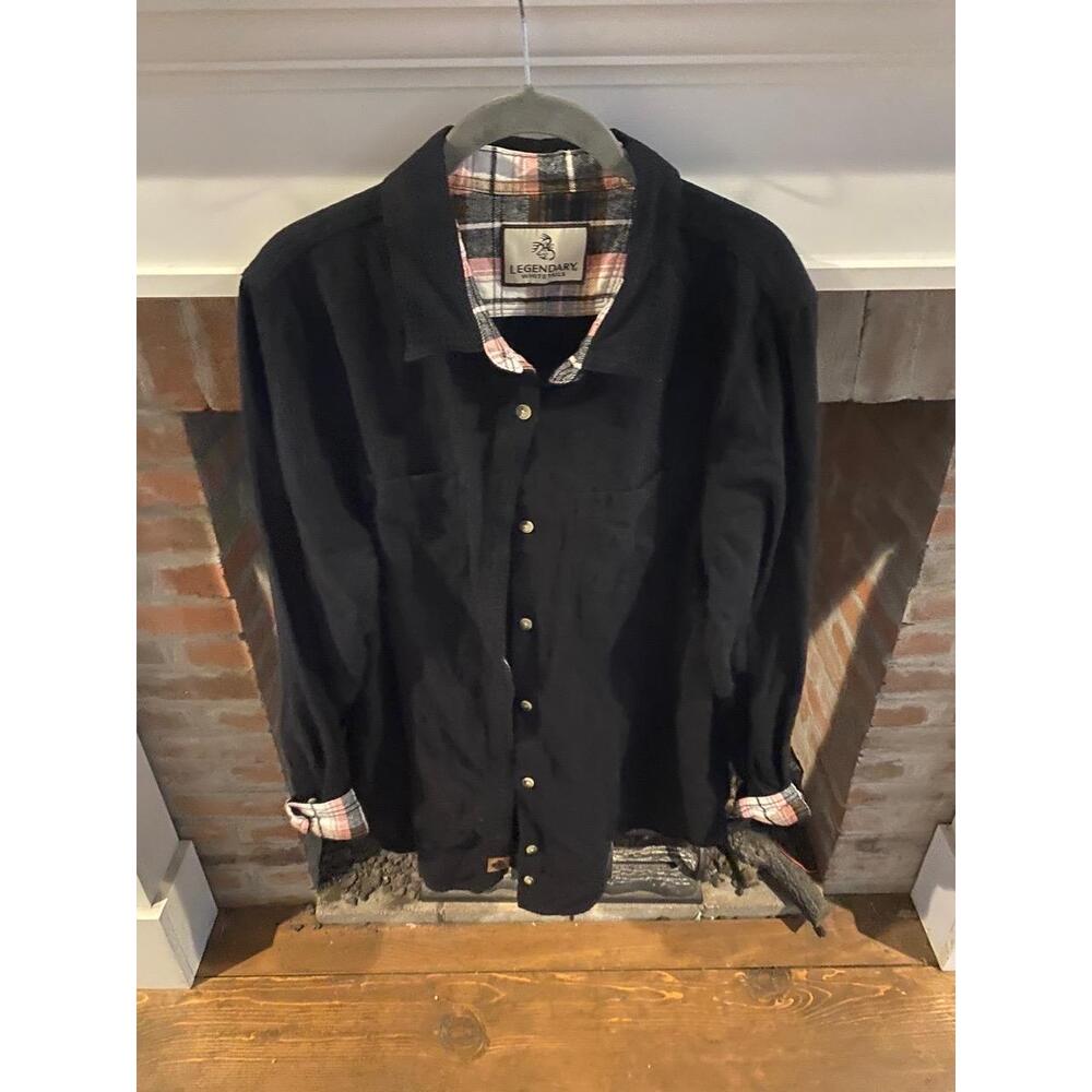 LEGENDARY WHITE TAILS Flannel Shirt Womens Black Plaid Lining Button Up Outdoor